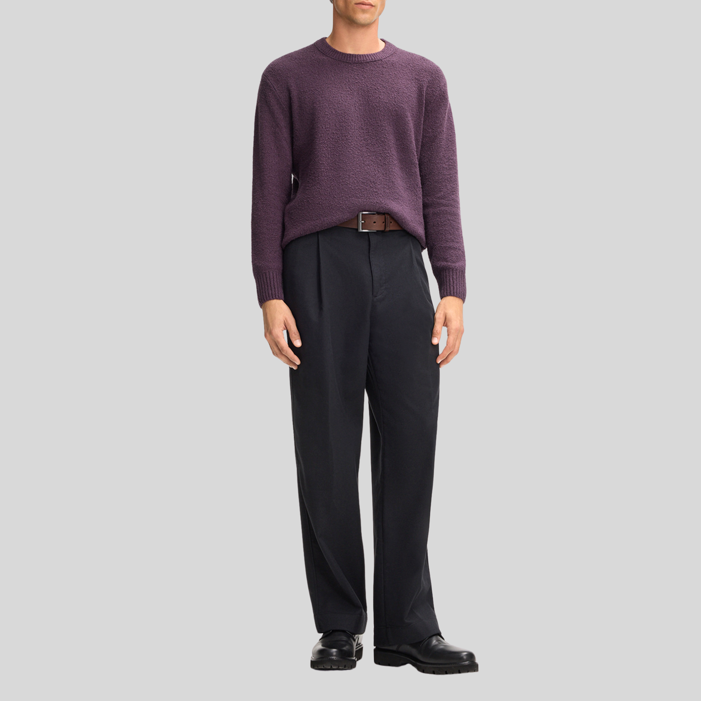 Soft Boucle Textured Sweater - Purple