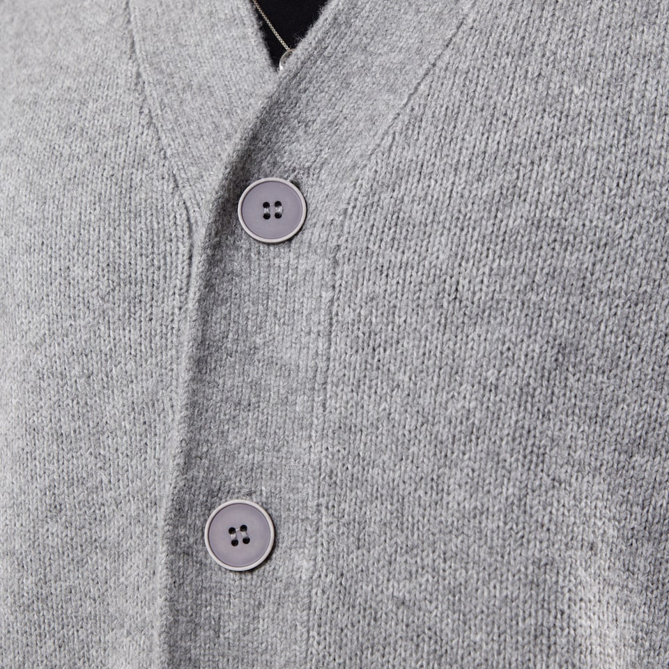 Button-Up Ribbed Cardigan - Grey