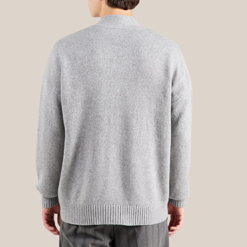 Button-Up Ribbed Cardigan - Grey