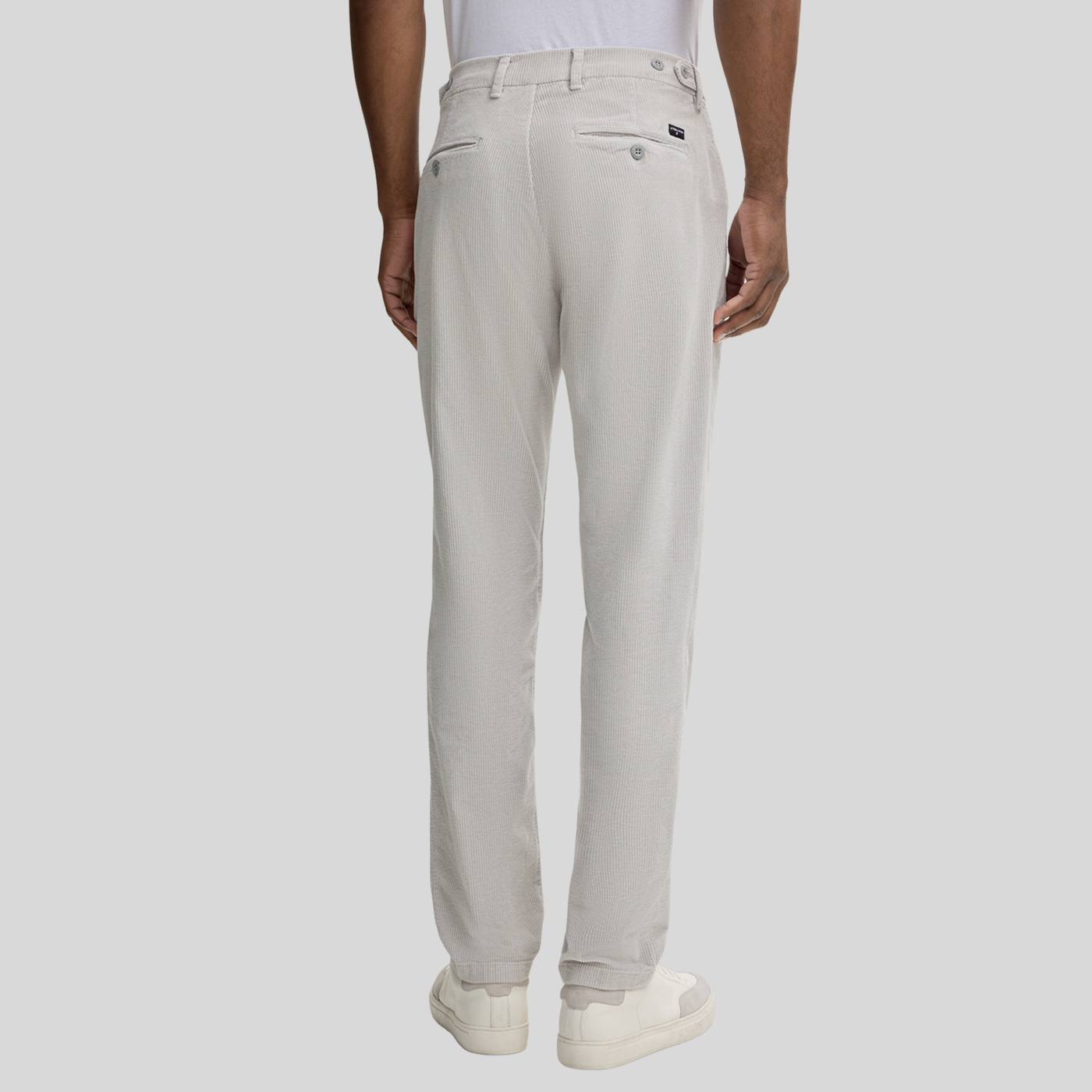 Corduroy Straight Leg Trousers - Light Grey