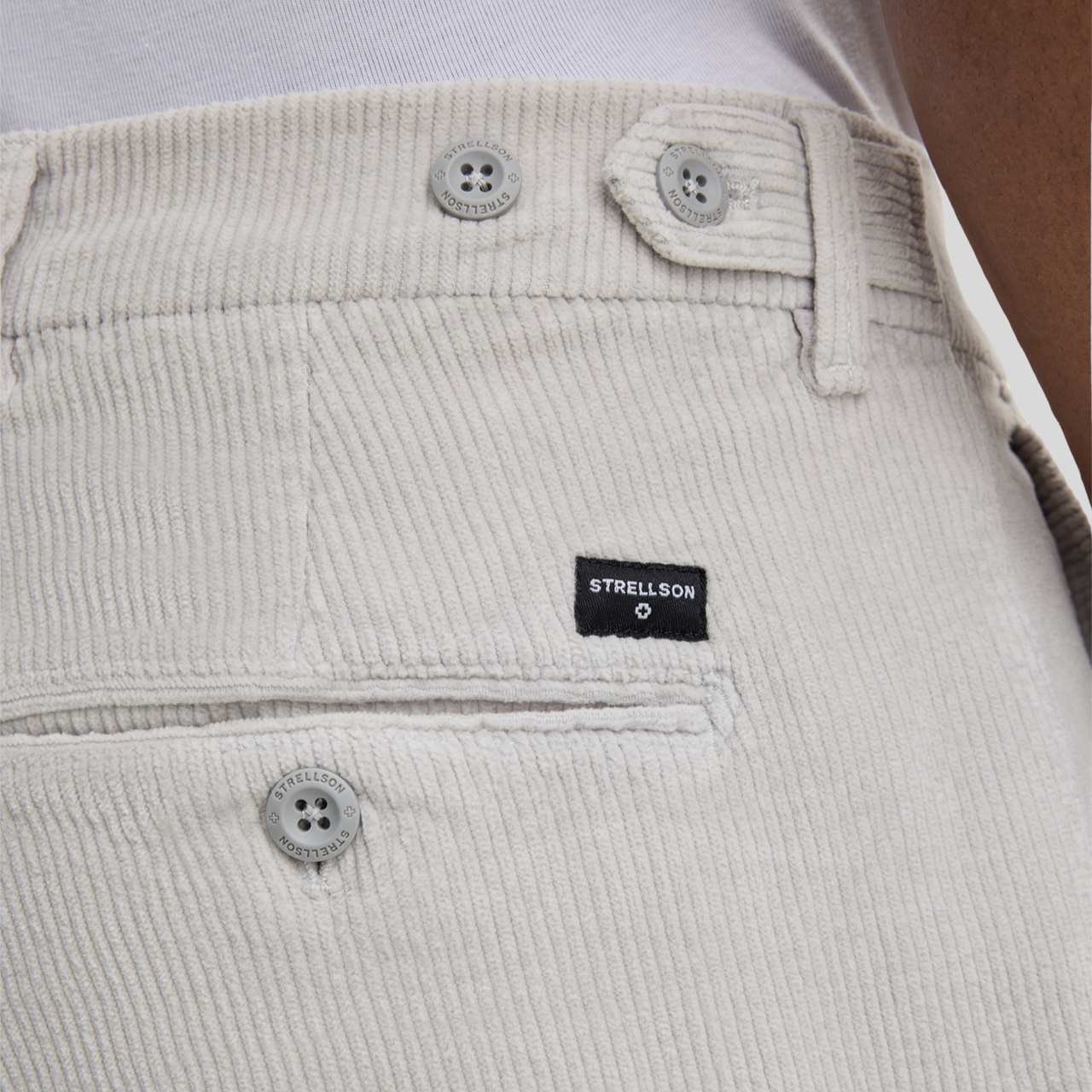 Corduroy Straight Leg Trousers - Light Grey