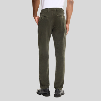 Corduroy Straight Leg Trousers - Olive