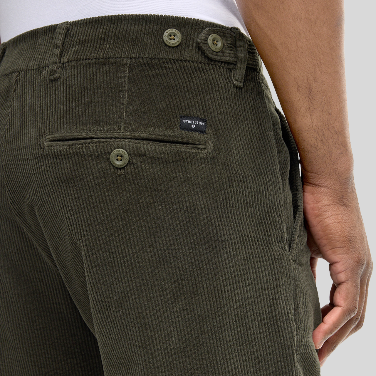 Corduroy Straight Leg Trousers - Olive