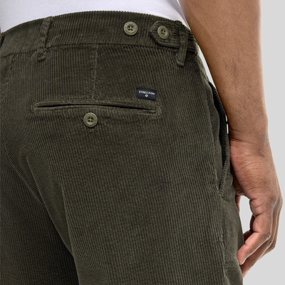 Corduroy Straight Leg Trousers - Olive