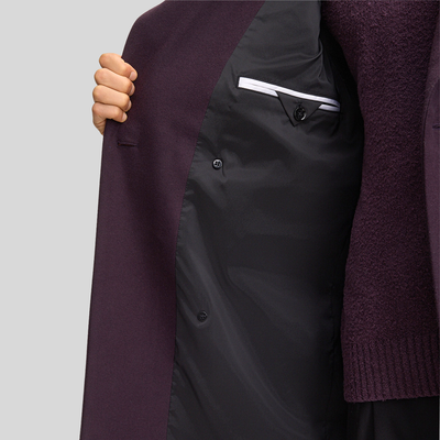 Solid Double Breasted Top Coat - Dark Purple