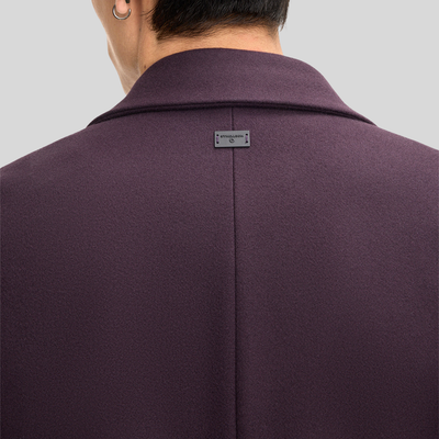 Solid Double Breasted Top Coat - Dark Purple