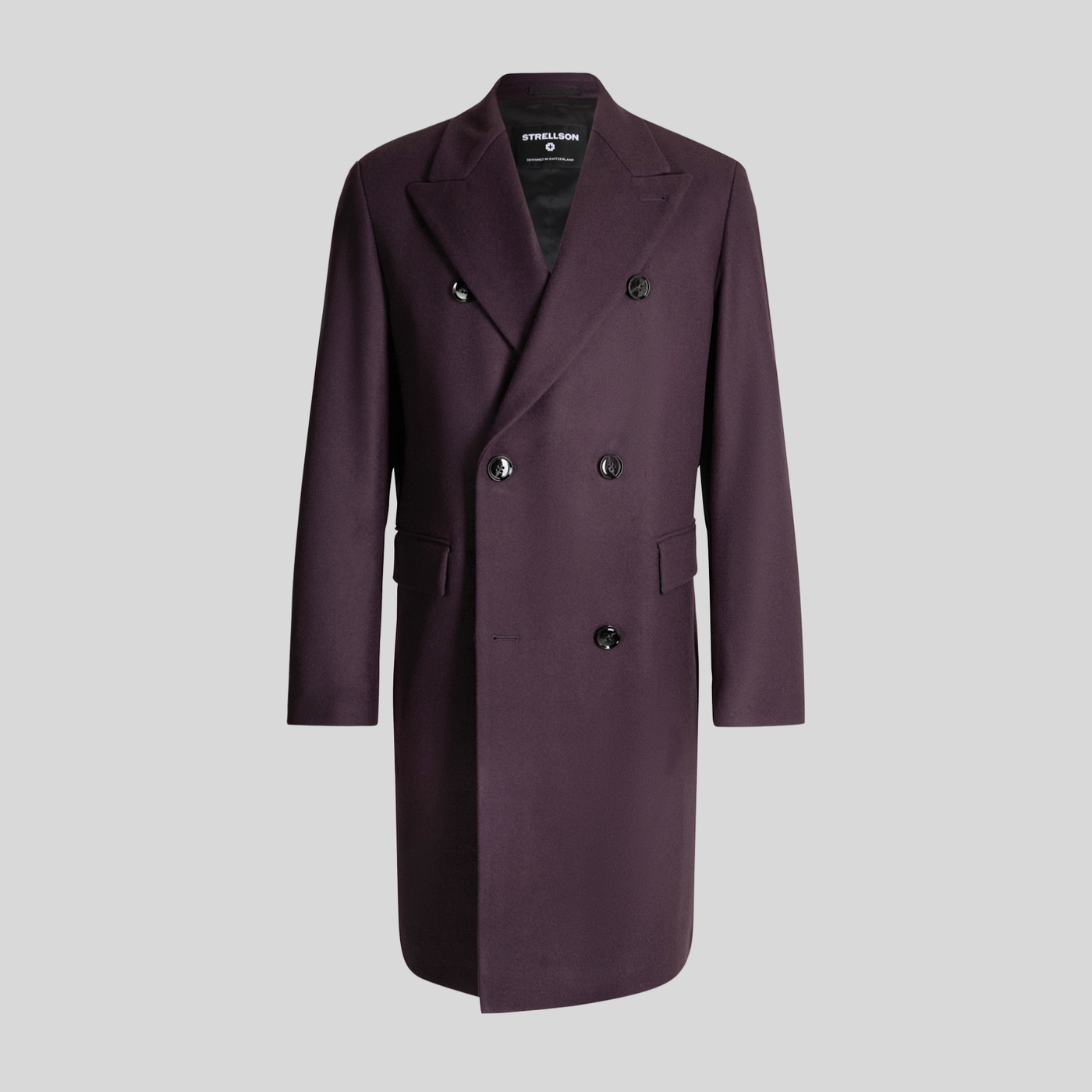 Solid Double Breasted Top Coat - Dark Purple