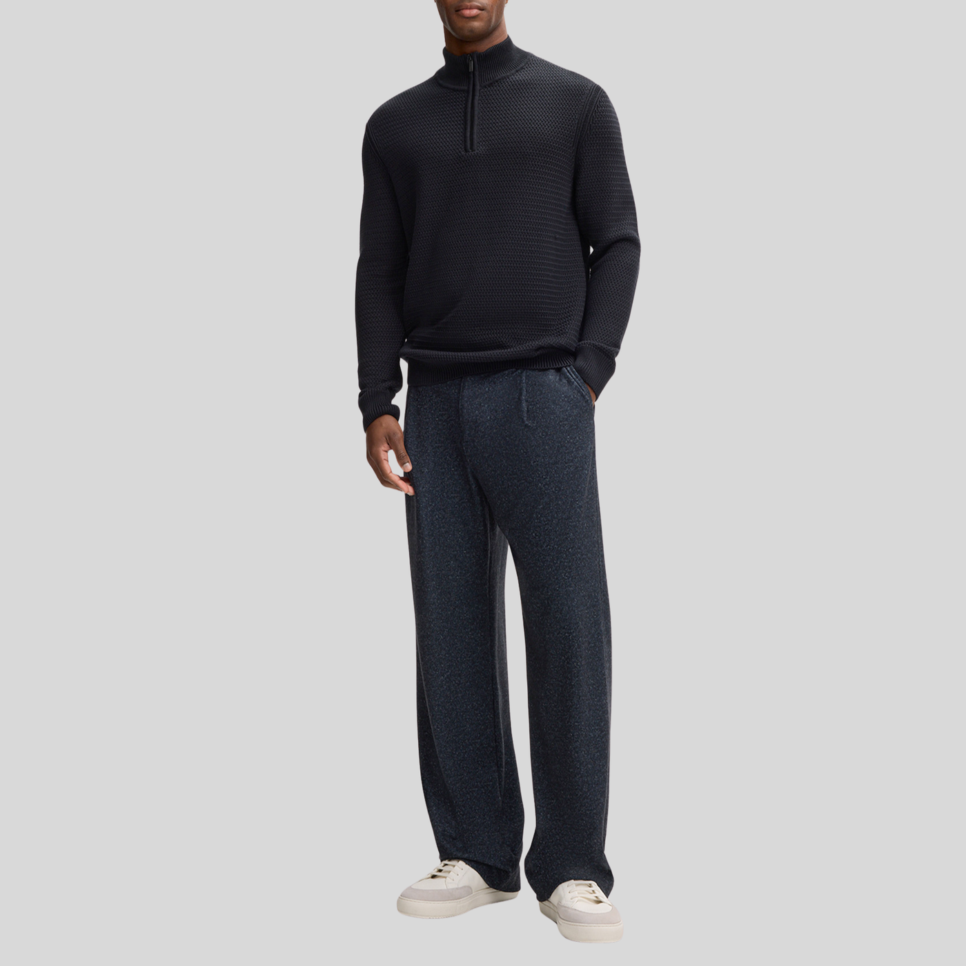 Gotstyle Fashion Strellson Melange Front Pleat Trousers - Charcoal