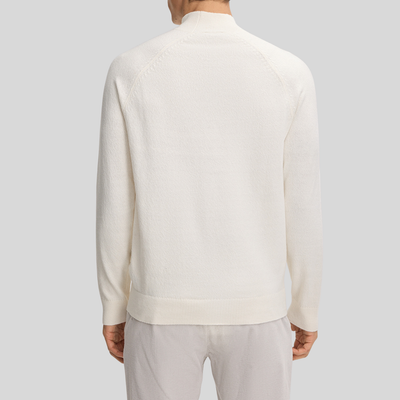 Mock Turtleneck Cotton Blend Sweater - Off-White