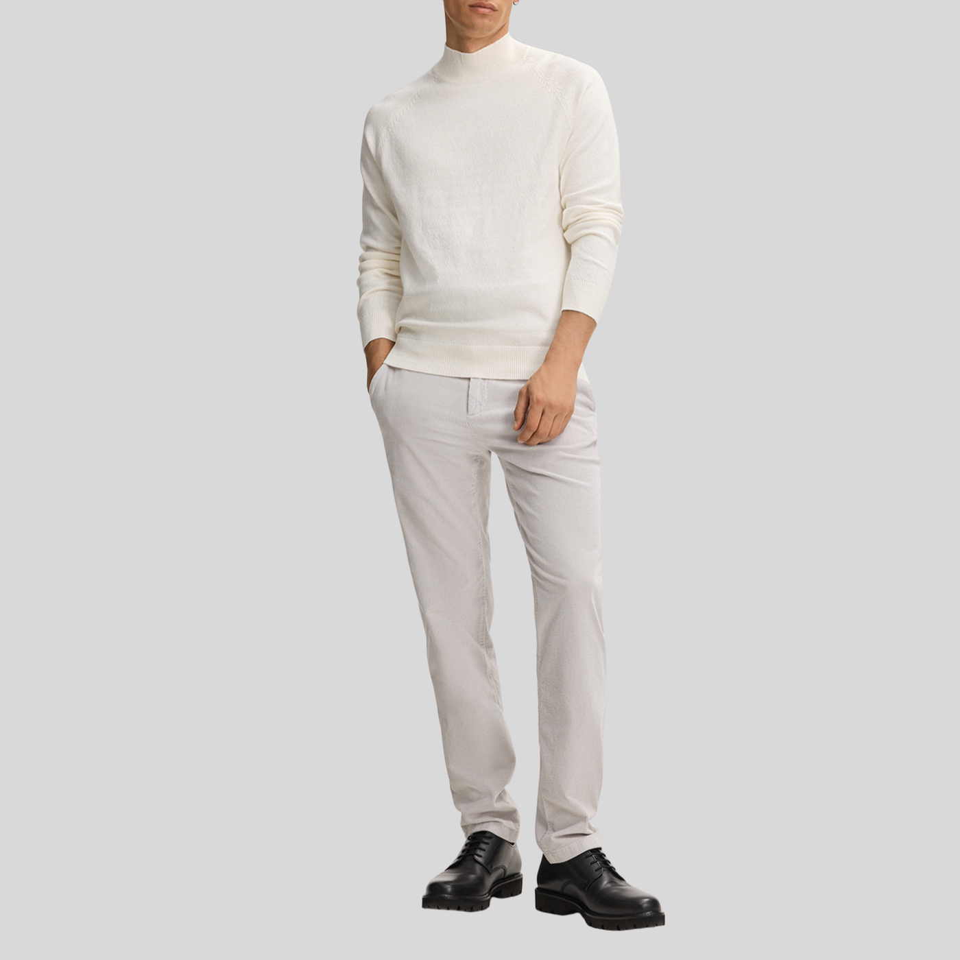 Mock Turtleneck Cotton Blend Sweater - Off-White