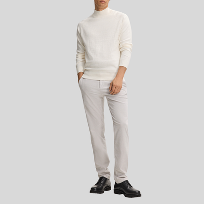 Mock Turtleneck Cotton Blend Sweater - Off-White