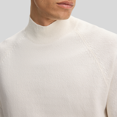 Mock Turtleneck Cotton Blend Sweater - Off-White
