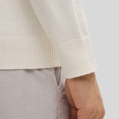Mock Turtleneck Cotton Blend Sweater - Off-White