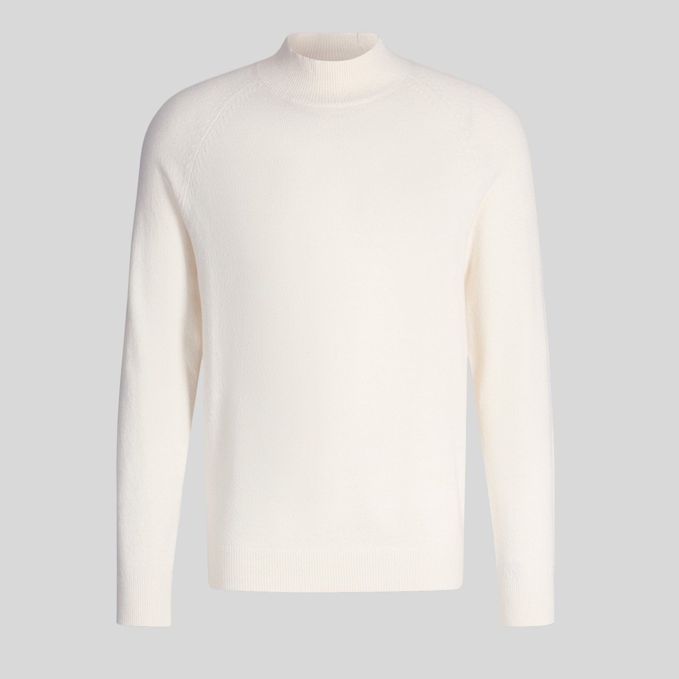 Mock Turtleneck Cotton Blend Sweater - Off-White