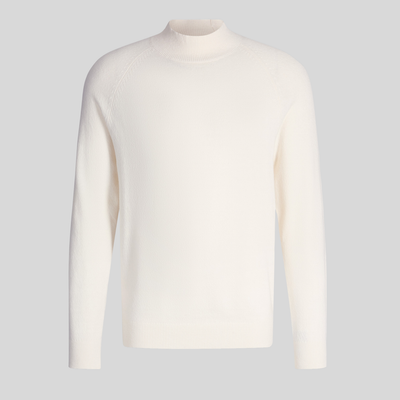 Mock Turtleneck Cotton Blend Sweater - Off-White