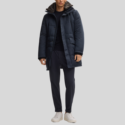 Quilted Parka with Detachable Hood - Dark Blue