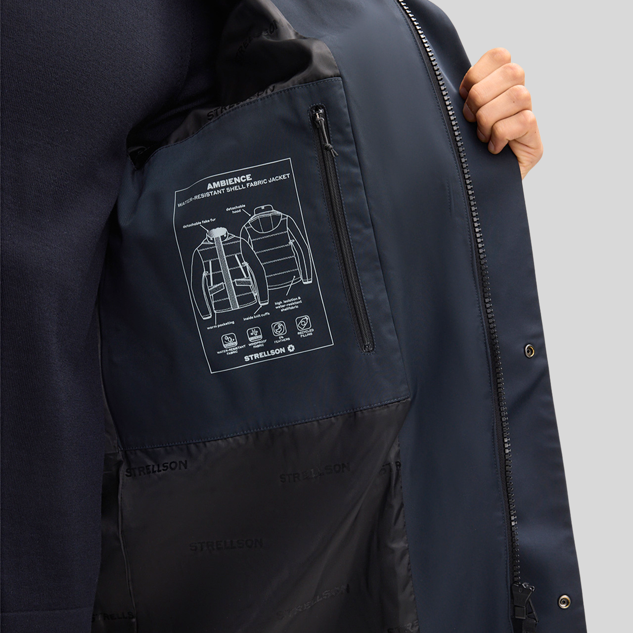 Quilted Parka with Detachable Hood - Dark Blue