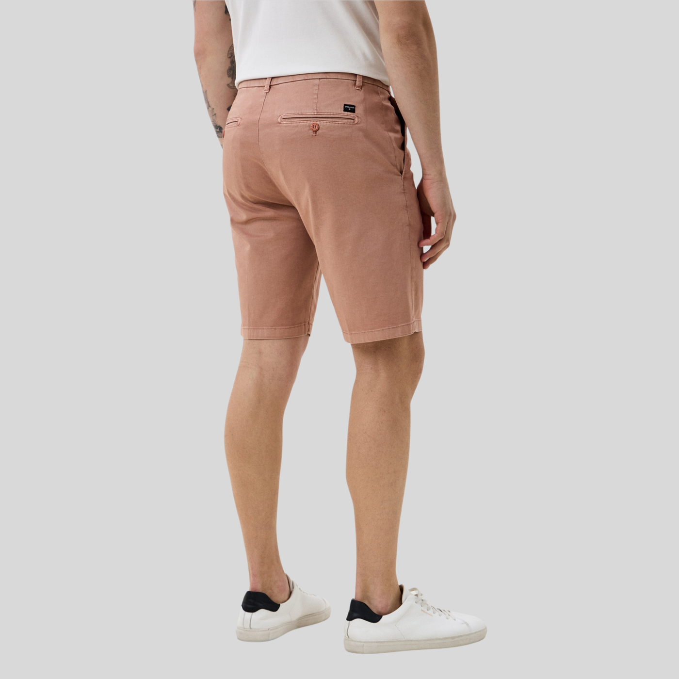 Stretch Cotton Straight Leg Shorts - Salmon