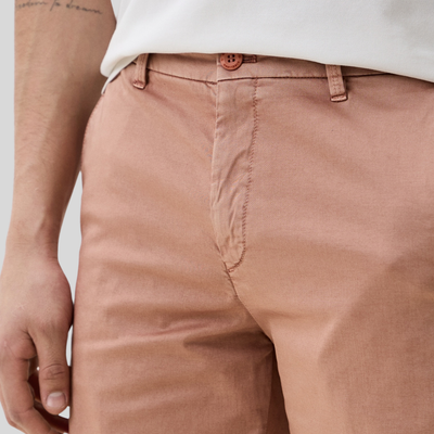 Stretch Cotton Straight Leg Shorts - Salmon