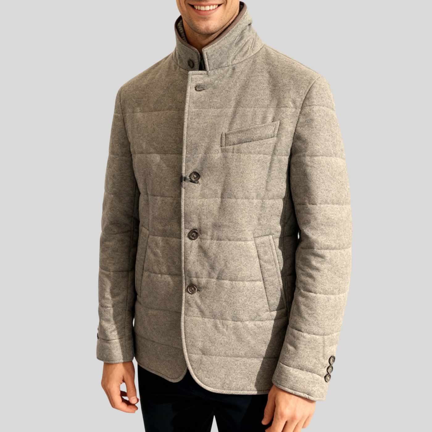 Quilted Wool/Cashmere Field Jacket - Taupe