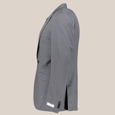 Slim Fit Wool Twill Narrow Lapel Blazer - Grey