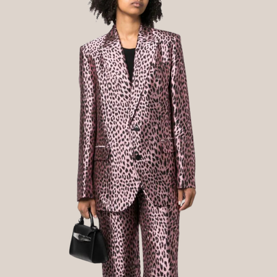 Gotstyle Fashion - Zadig & Voltaire Blazers Leopard Pattern Jacquard Peak Lapel Blazer - Pink