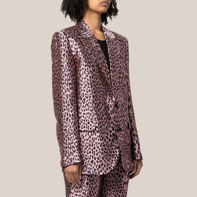 Gotstyle Fashion - Zadig & Voltaire Blazers Leopard Pattern Jacquard Peak Lapel Blazer - Pink