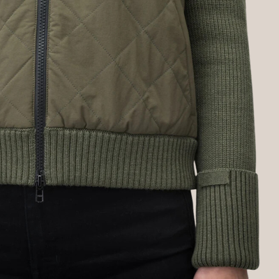 Quilted Full Zip Sweater - Fatigue