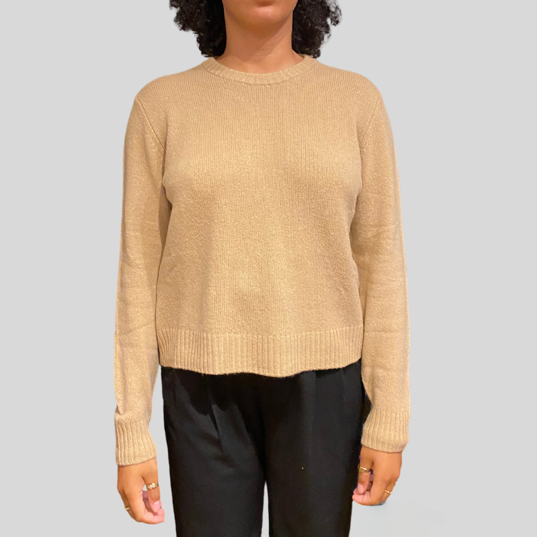 Gotstyle Fashion - Alashan Cashmere Sweaters Cropped Cashmere Crew Sweater - Tan
