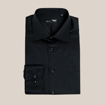 Slim Fit Cotton Stretch Dress Shirt - Black