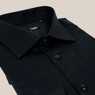 Gotstyle Fashion - Horst Collar Shirts Slim Fit Cotton Stretch Dress Shirt - Black