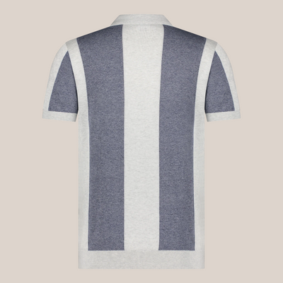 Knit Shirt Colour Block Paneling - Indigo