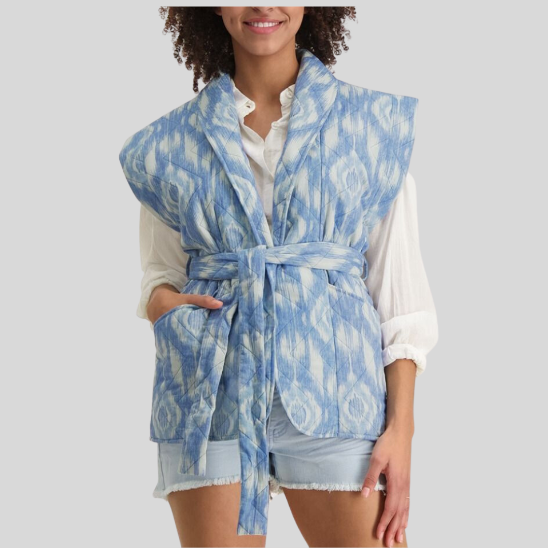 Gotstyle Fashion - Circle Of Trust Jackets Batik Print Quilted Waistcoat - Blue