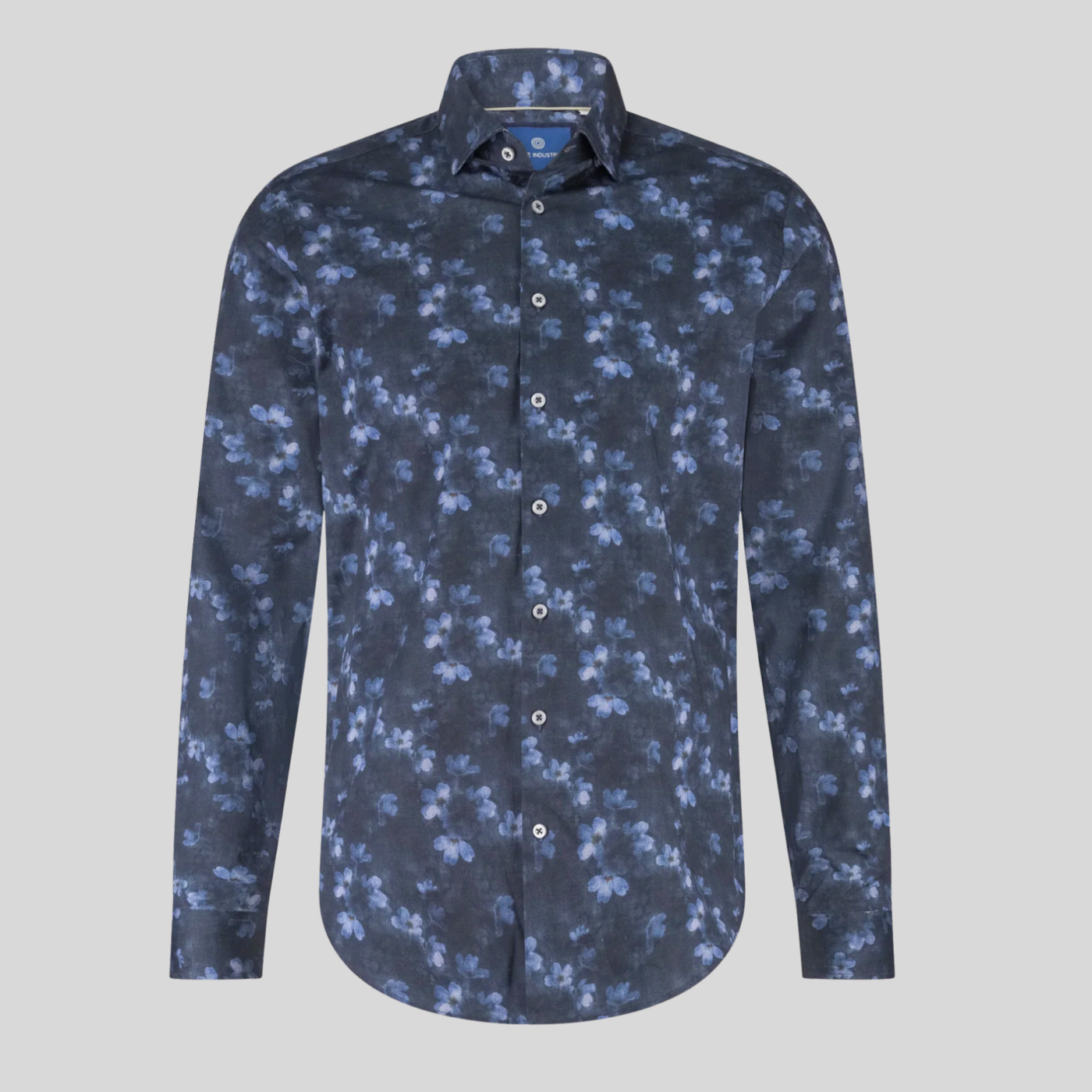 All-Over Watercolour Floral Print Shirt - Navy
