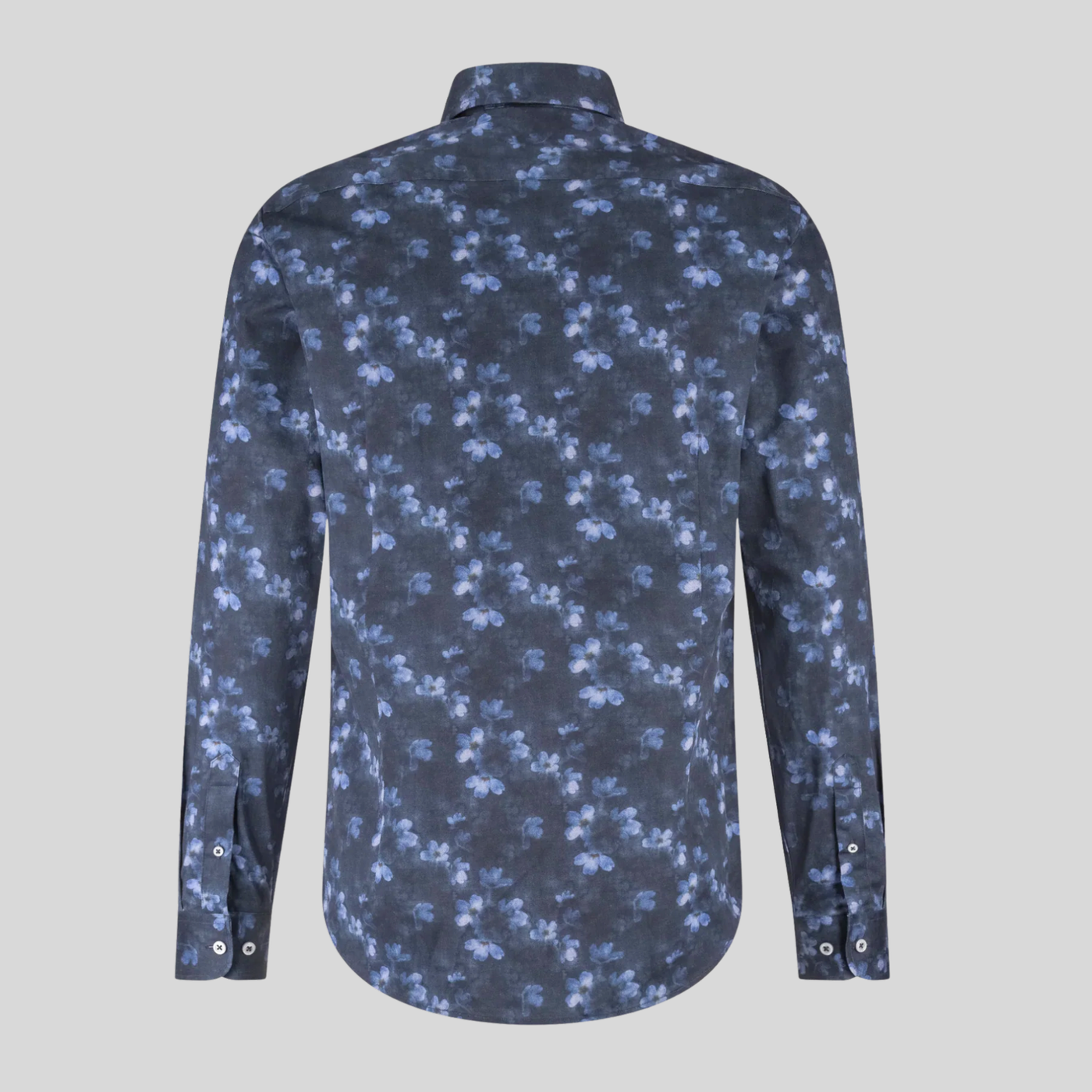 All-Over Watercolour Floral Print Shirt - Navy