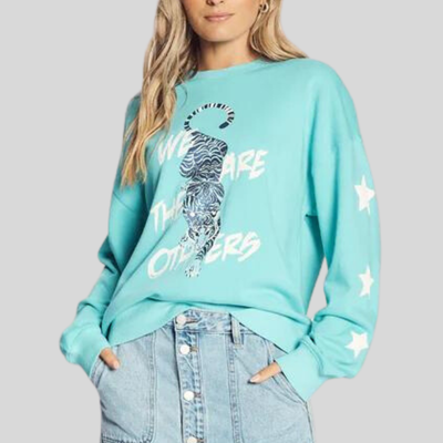 Gotstyle Fashion - We Are The Others Sweatshirts Tiger Print Slouch Sweat - Cyan