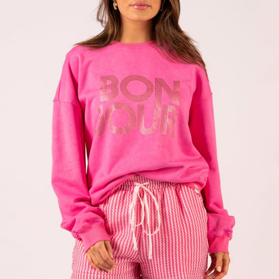 Bonjour Vintage Sweatshirt - Pink - Gotstyle