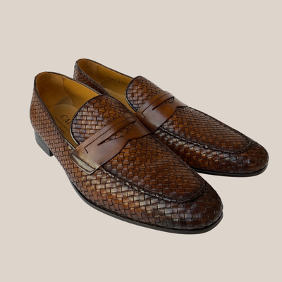 Gotstyle Fashion - Calce Shoes Braided Leather Penny Loafer - Brown