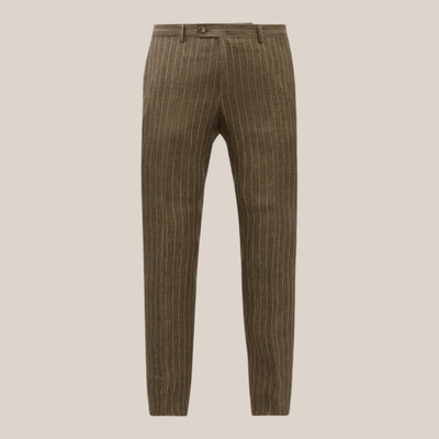 Gotstyle Fashion - Sand Suits Pinstripe Linen Trouser - Brown