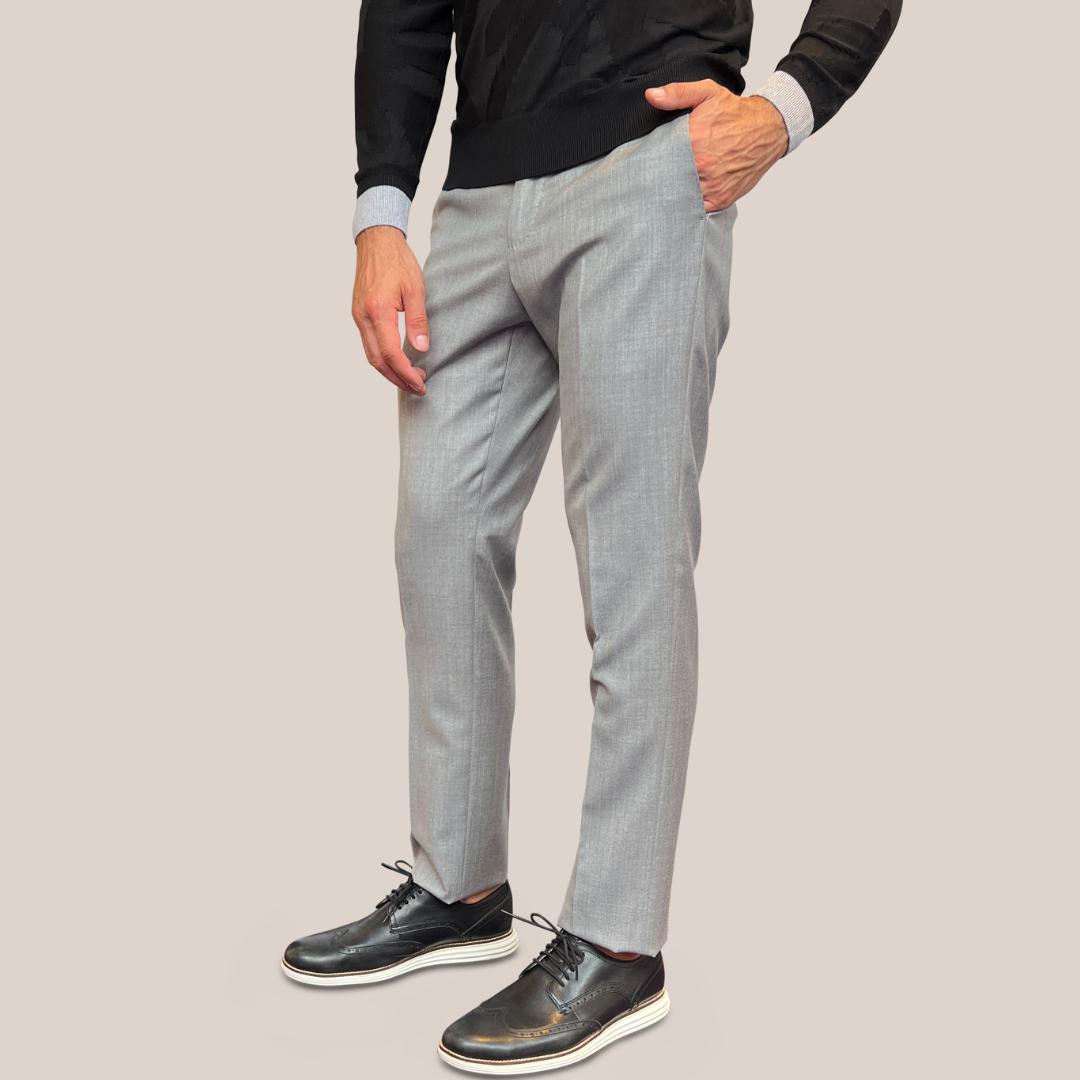 Gotstyle Fashion - Calvaresi Pants Melange Wool Dress Pant - Grey