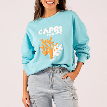 Capri Dolce Vita Sweatshirt - Cyan