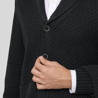 Patch Pocket Button-Up Cardigan - Charcoal