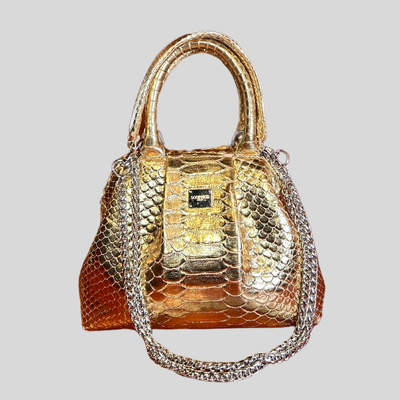 Handbag in Python Leather - Yellow