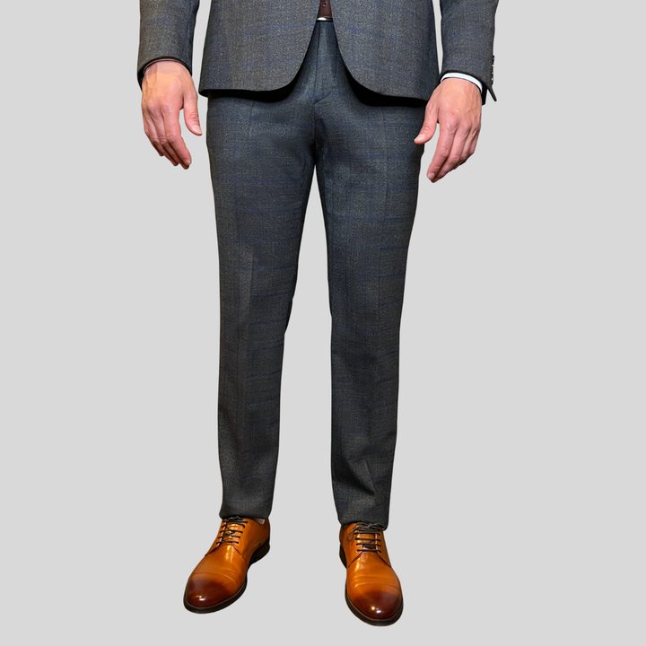 Pal Zileri Windowpane Check Wool Blend Stretch Suit Charcoal