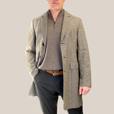 Checks Woolen Jacket - Brown