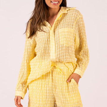 Checks Crinkle Shirt - Yellow