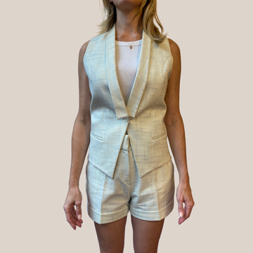 Broken Lines Stretch Cotton Vest - Off-White