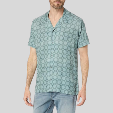 Circles Print Cuban Collar Shirt - Mint