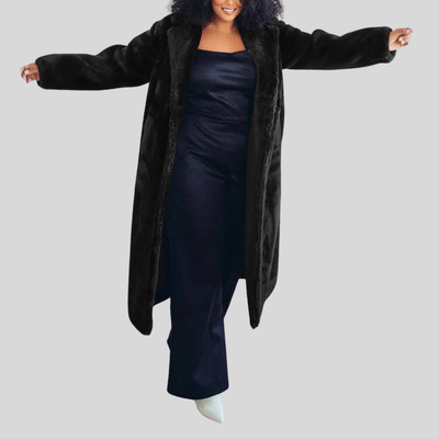 Faux Fur Long Teddy Coat - Black