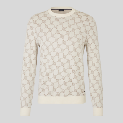 Cornflowers Pattern Crew Neck Sweater - Beige